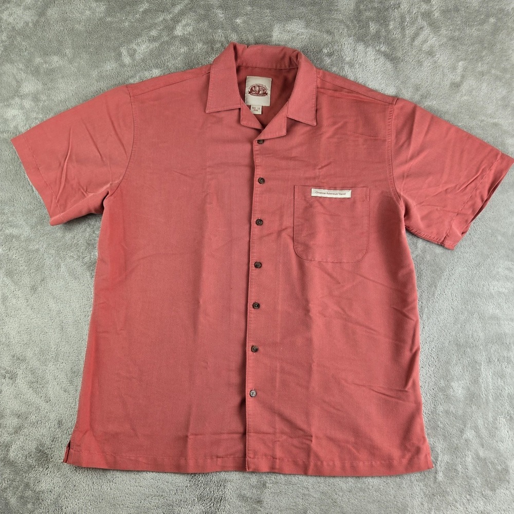 Overseas Adventure Travel Shirt Mens Large Salmon Pink Sir Edmund Hillary Club